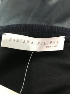 Fabiana Filippi Silver Metallic Long Sleeve Silk Organza Layered Top