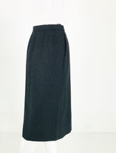 Chanel Charcoal Wool Kick Pleat Front Pocket Pencil Skirt Vintage
