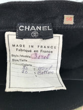 Chanel Black Silk Bow Band Top Stitched Wool Beret 1980s
