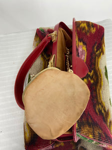 Koret Roses Frame Carpet Bag Rare 1960s Leather Interior Handbag