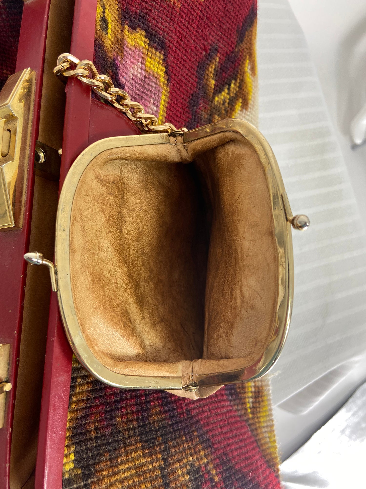 Koret Roses Frame Carpet Bag Rare 1960s Leather Interior Handbag