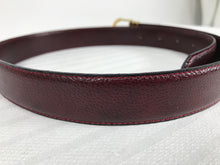 Cartier Burgundy Pebble Leather Belt with Gold & Silver Buckle