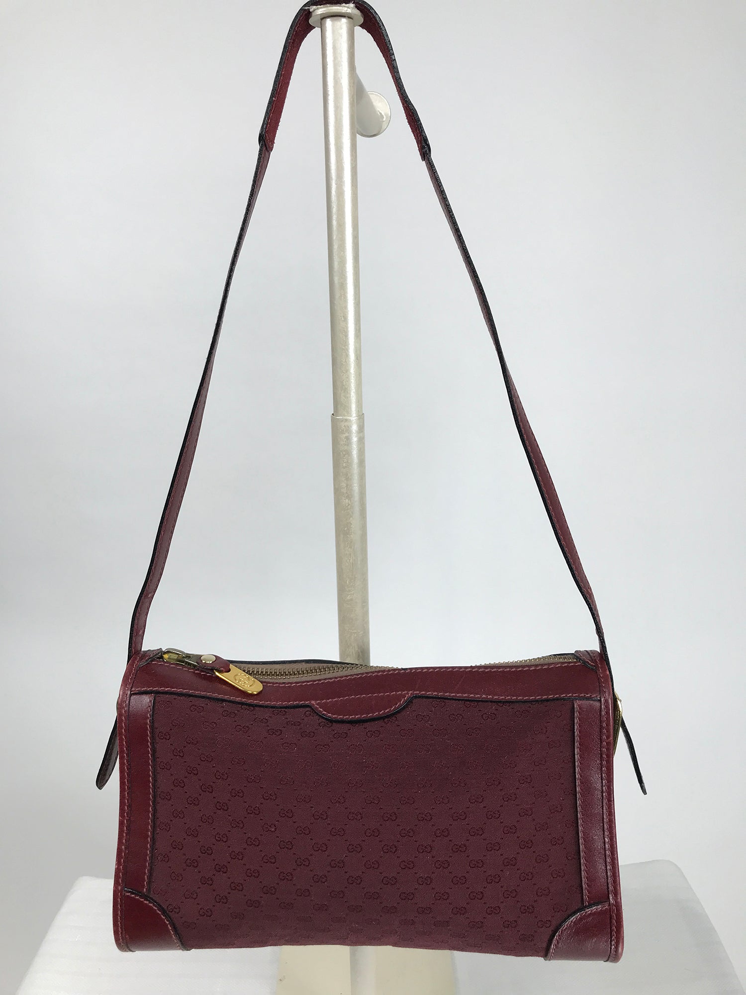 Gucci Vintage Gucci 1970s Burgundy Monogram Canvas & Leather 