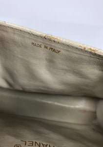 Chanel Quilted Cream Lizard Flap Front Tassel Shoulder Bag 1990s