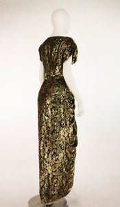 SOLD Lillie Rubin black and gold Lurex 40s inspired gown 1980s