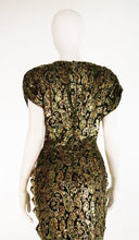 SOLD Lillie Rubin black and gold Lurex 40s inspired gown 1980s