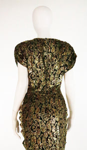 SOLD Lillie Rubin black and gold Lurex 40s inspired gown 1980s