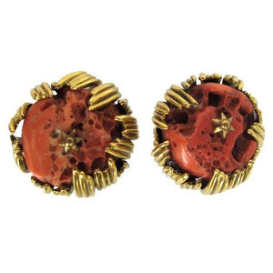 SOLD Grosse Germany coral & gold ear clips