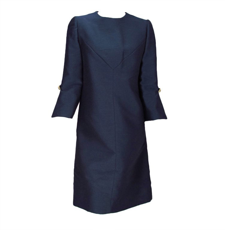 SOLD Abe Schrader Navy Silk A Line Cocktail Dress 1960s – Palm Beach Vintage