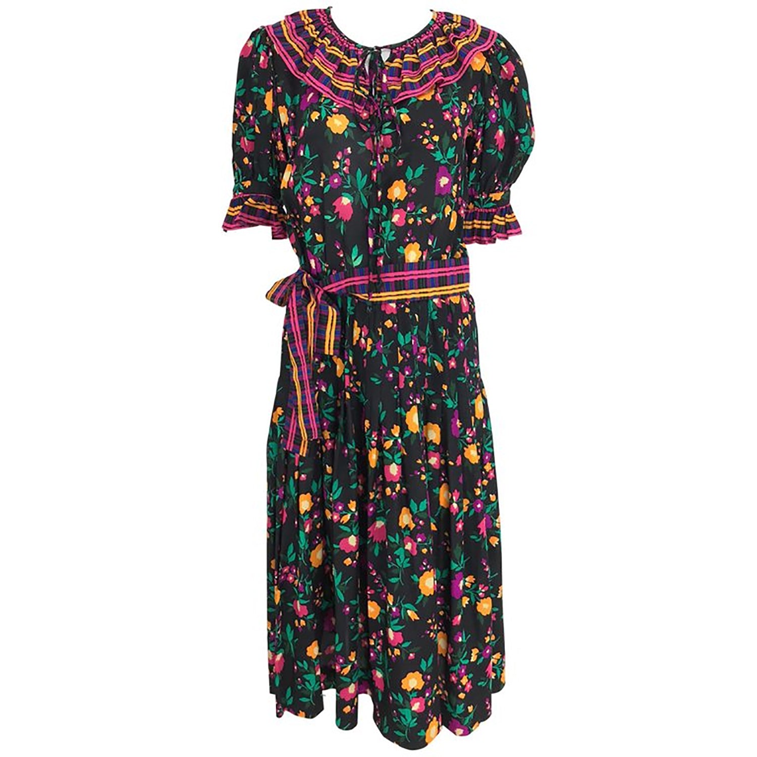 SOLD Yves Saint Laurent Rive Gauche floral silk mix print dress