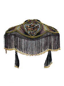 Vintage Heavily Beaded Tulle Fringe Capelet 1970s