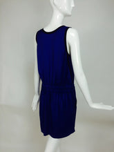 Gucci blue wtih black trim zipper front sleeveless dress