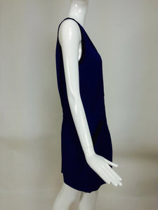 Gucci blue wtih black trim zipper front sleeveless dress