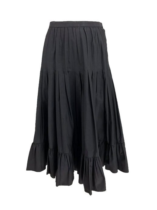 Vintage Valentino Pleated and Gathered Black Cotton Skirt 1970s