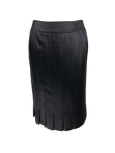 Chanel Black Silk Satin Pleated Hem Fitted Skirt Unworn with Tags  2005p