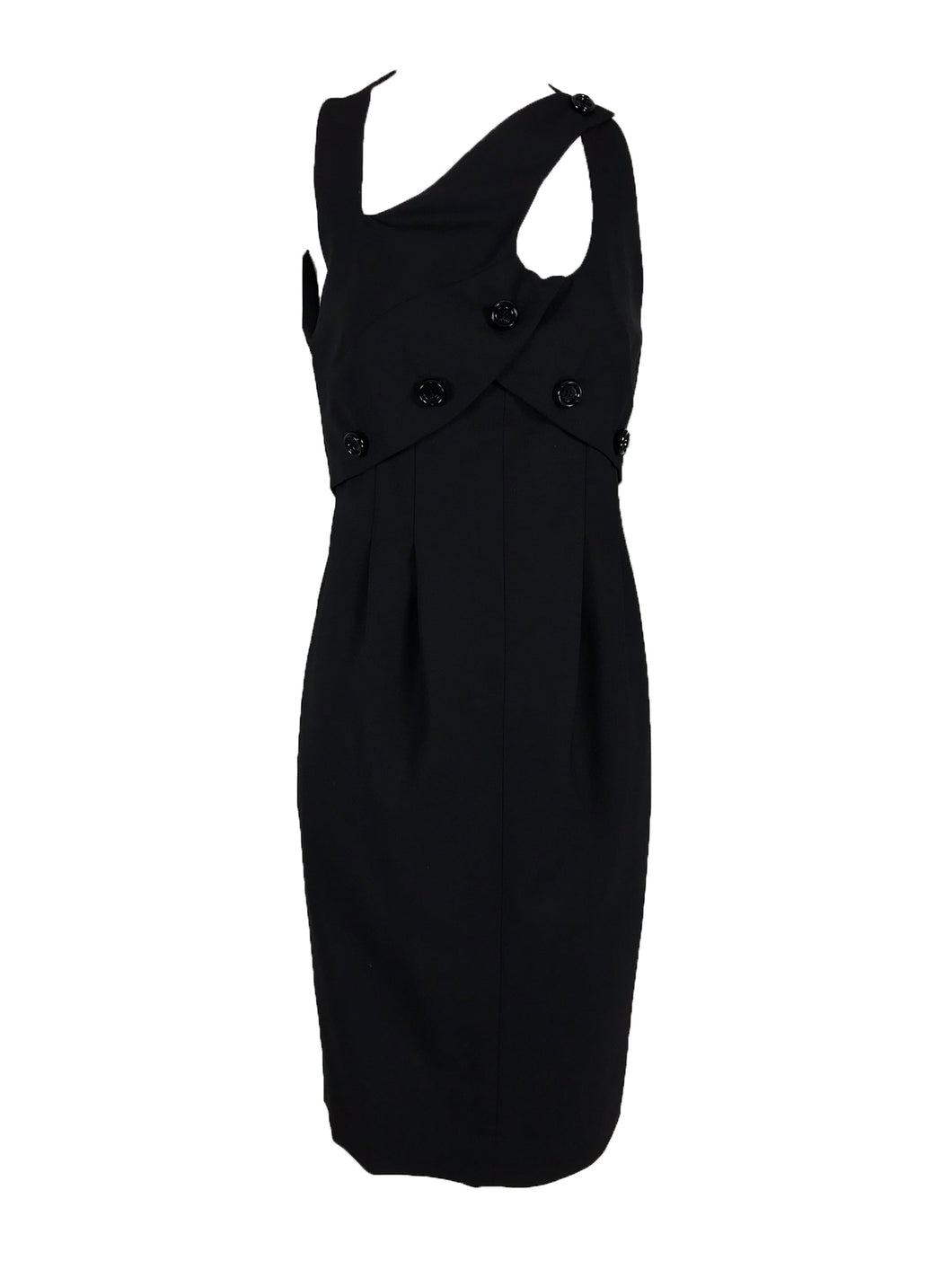  Fendi Button Strap Black Linen Dress