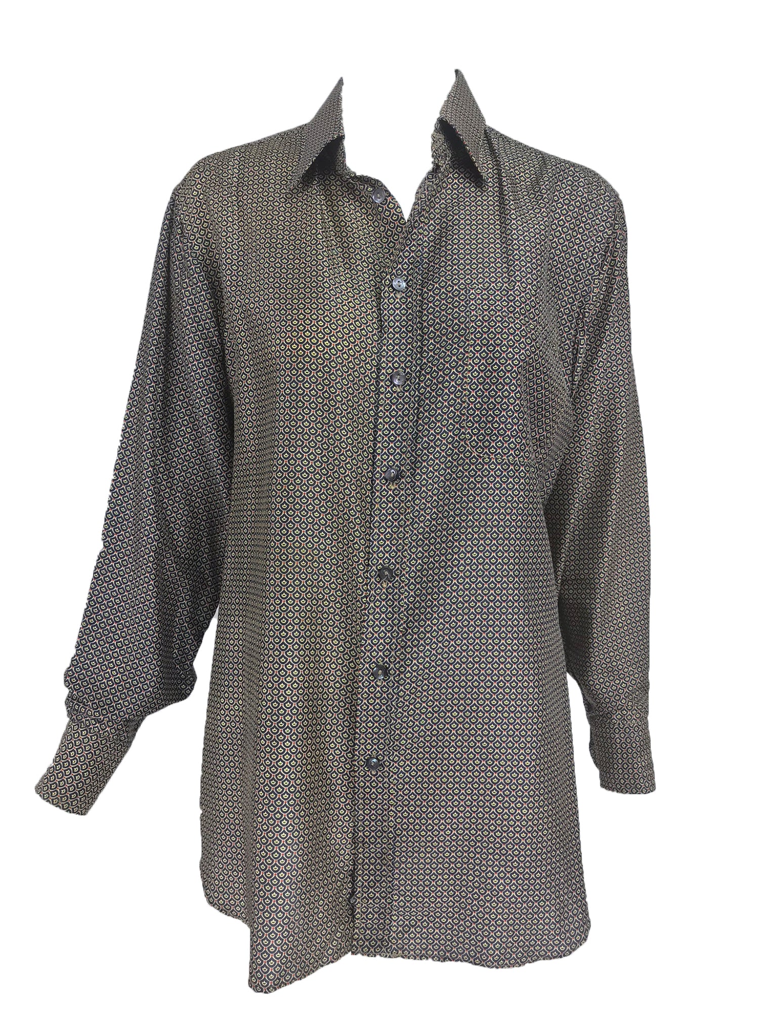 Gucci Men's Horsebit-print Silk-Twill Shirt