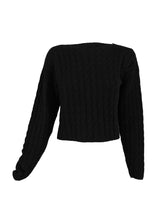 Zoran Black Cashmere and Silk Cropped Cable Knit Sweater