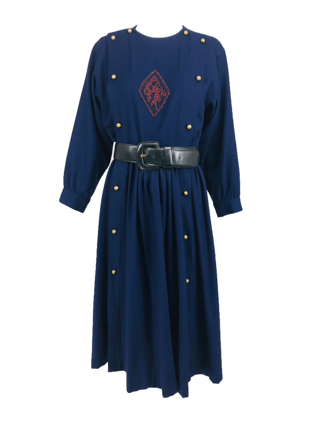 SOLD Chloe 1981 Karl Lagerfeld Blue Embroidered Button Front Dress Doc Palm Beach Vintage SOLD Chloe 1981 Karl Lagerfeld Blue Embroidered Button Front Dress Doc Palm Beach Vintage