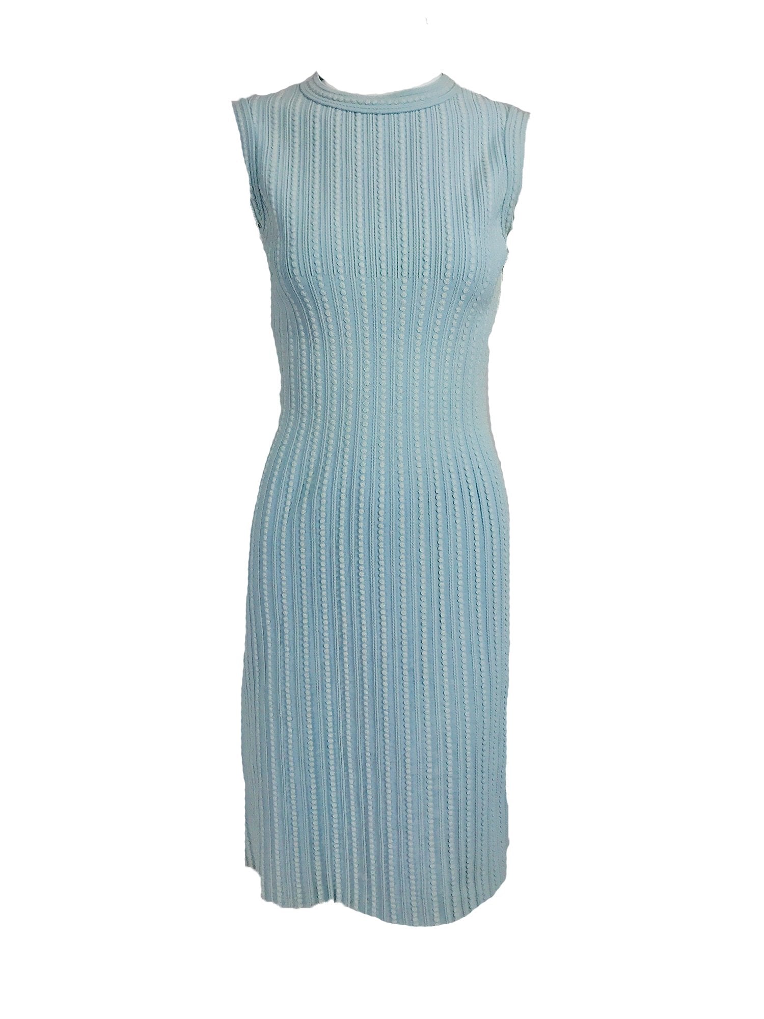 SOLD Azzedine Alaa Blue and Cream Fitted Body Con Dress Palm Beach Vintage SOLD Azzedine Alaa Blue and Cream Fitted Body Con Dress Palm Beach Vintage