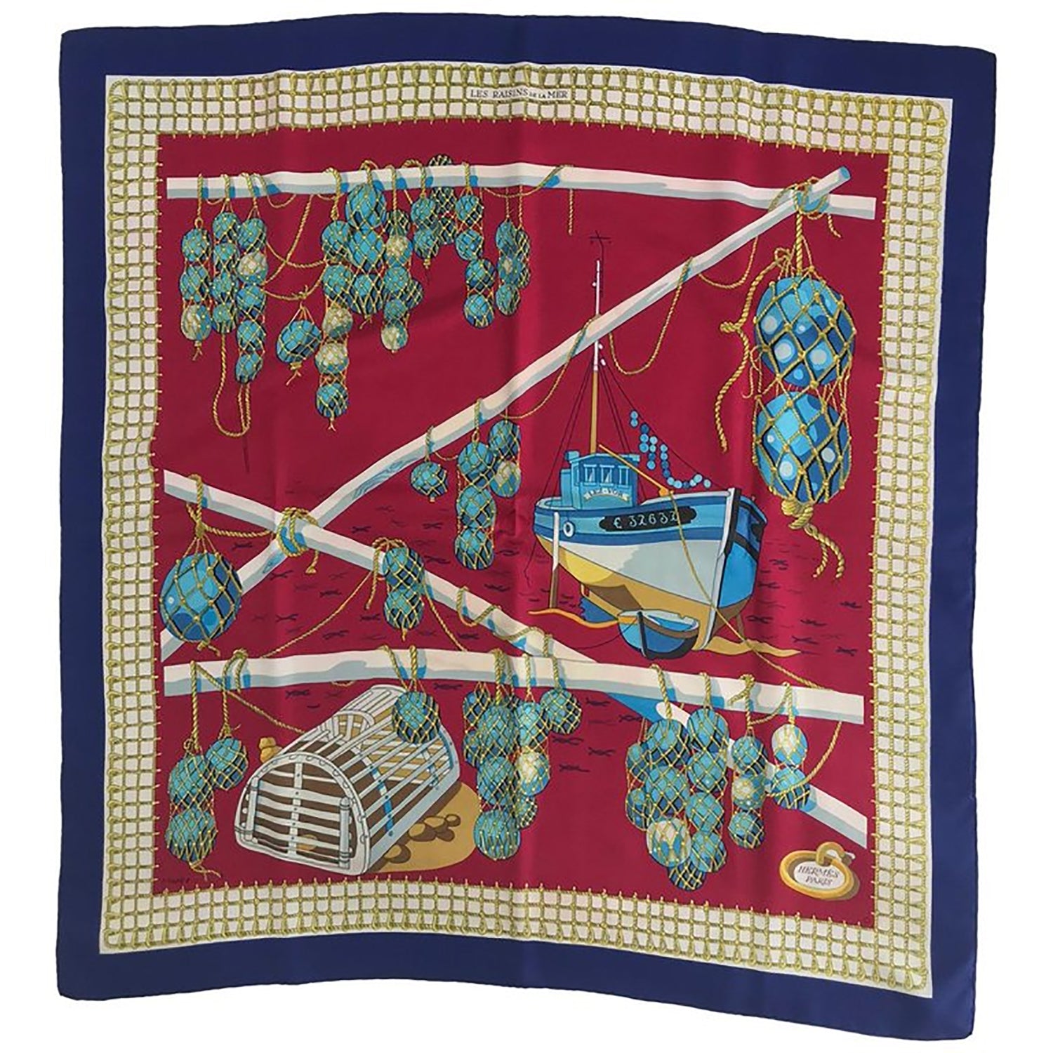 Hermes Les Raisins de la Mer Silk Scarf Pierre Péron 1967 35 x 35