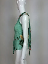 SOLD Emanuel Ungaro Aqua Floral Print Pleated Silk Butterfly Halter Top