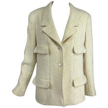 Chanel Cream Boucle 4 Pocket Jacket 1998C Mother of Pearl Buttons