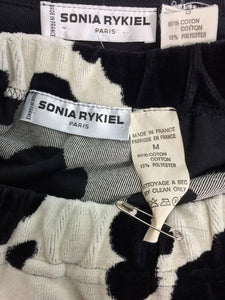SOLD Sonia Rykiel black and white velour 2 piece skirt set 1980s