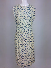 SOLD Blue and Cream Silk Bead Print 3 Piece Set Skirt 1950s