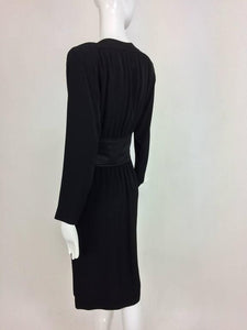 SOLD Yves Saint Laurent black crepe and satin cocktail dress 1990s