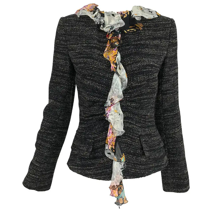 Dolce & Gabbana Tweed Jacket with Floral Silk Lining