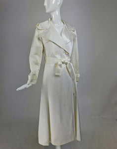 SOLD Bill Blass for Bond Street Off White Satin Double Breasted Evening Coat 1970s