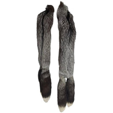 Silver Fox wide fur stole with double tails  1980s