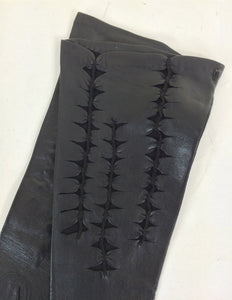 Black Leather Cut Work Gloves France 7  1960s