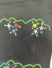 Hand embroidered black leather gloves France  7