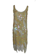 Sweelo Beaded Iridescent Paillette 1920s inspired dress 1980s Large NWT