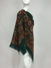 SOLD Gucci forest green paisley wool challis shawl 1980s