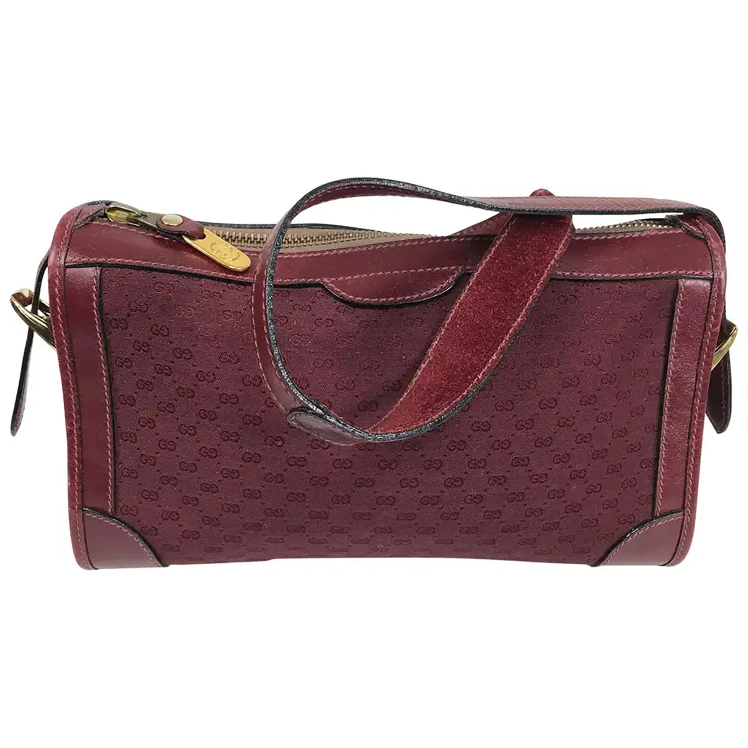 Gucci Vintage Gucci 1970s Burgundy Monogram Canvas & Leather  