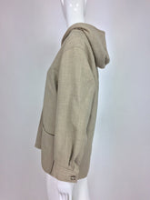 SOLD Galanos Taupe Wool Zipper Front Hooded Jacket 1950s