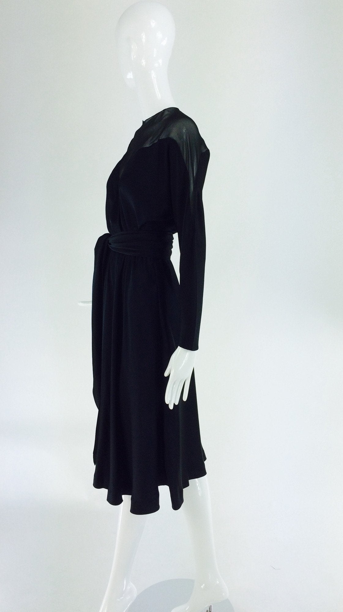 SOLD Halston black silk chiffon & silk charmeuse bias cut cocktail dre Palm Beach Vintage SOLD Halston black silk chiffon & silk charmeuse bias cut cocktail dre Palm Beach Vintage