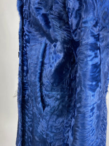 Yves Saint Laurent Rive Gauche Blue Sheared Lamb Coat