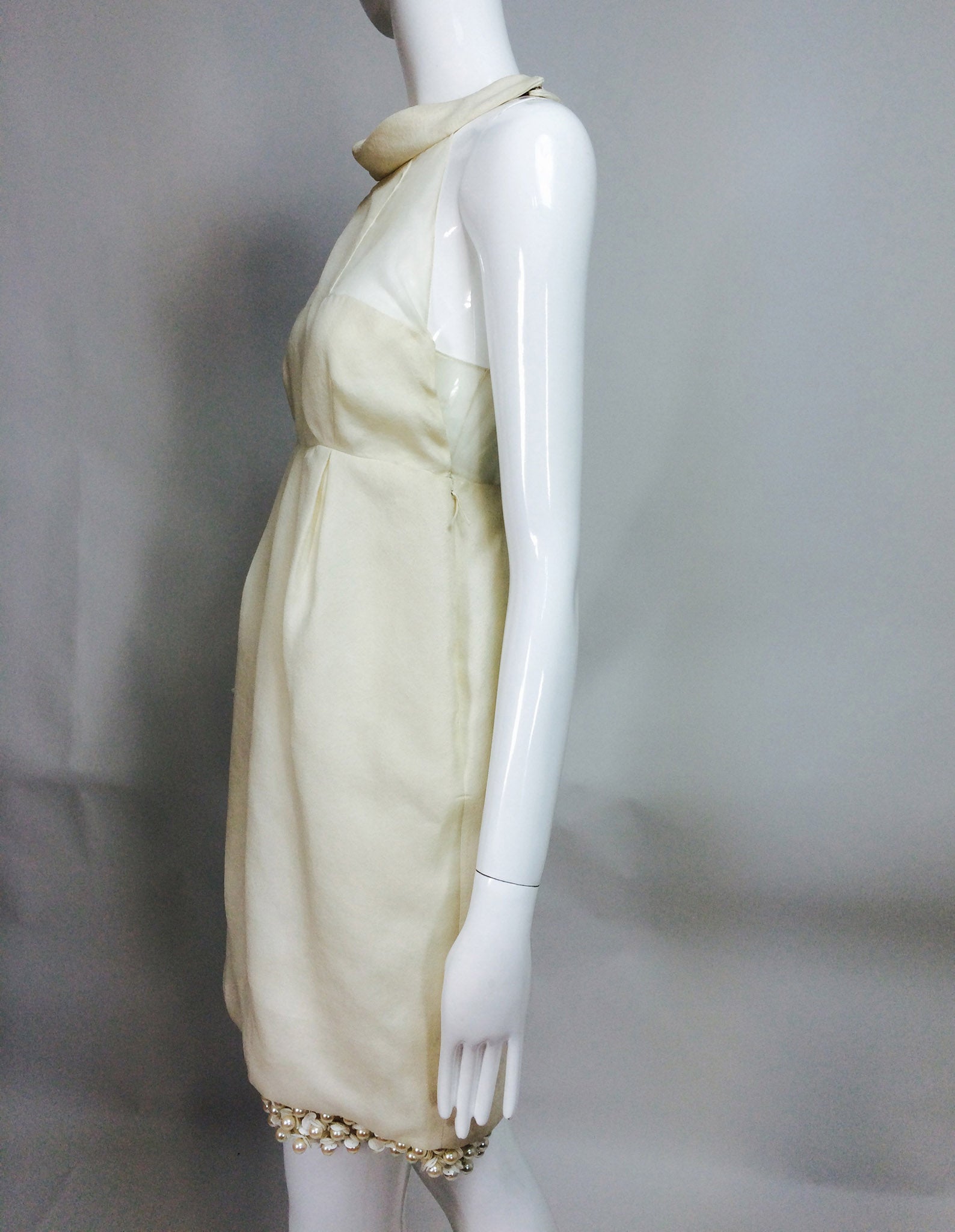 j mendel cocktail dresses HALTER A LINE SLEEVELSS CREPE PLEATING DRESS J. Mendel