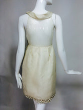 J Mendel ivory silk pearl hem sheer bodice mini dress