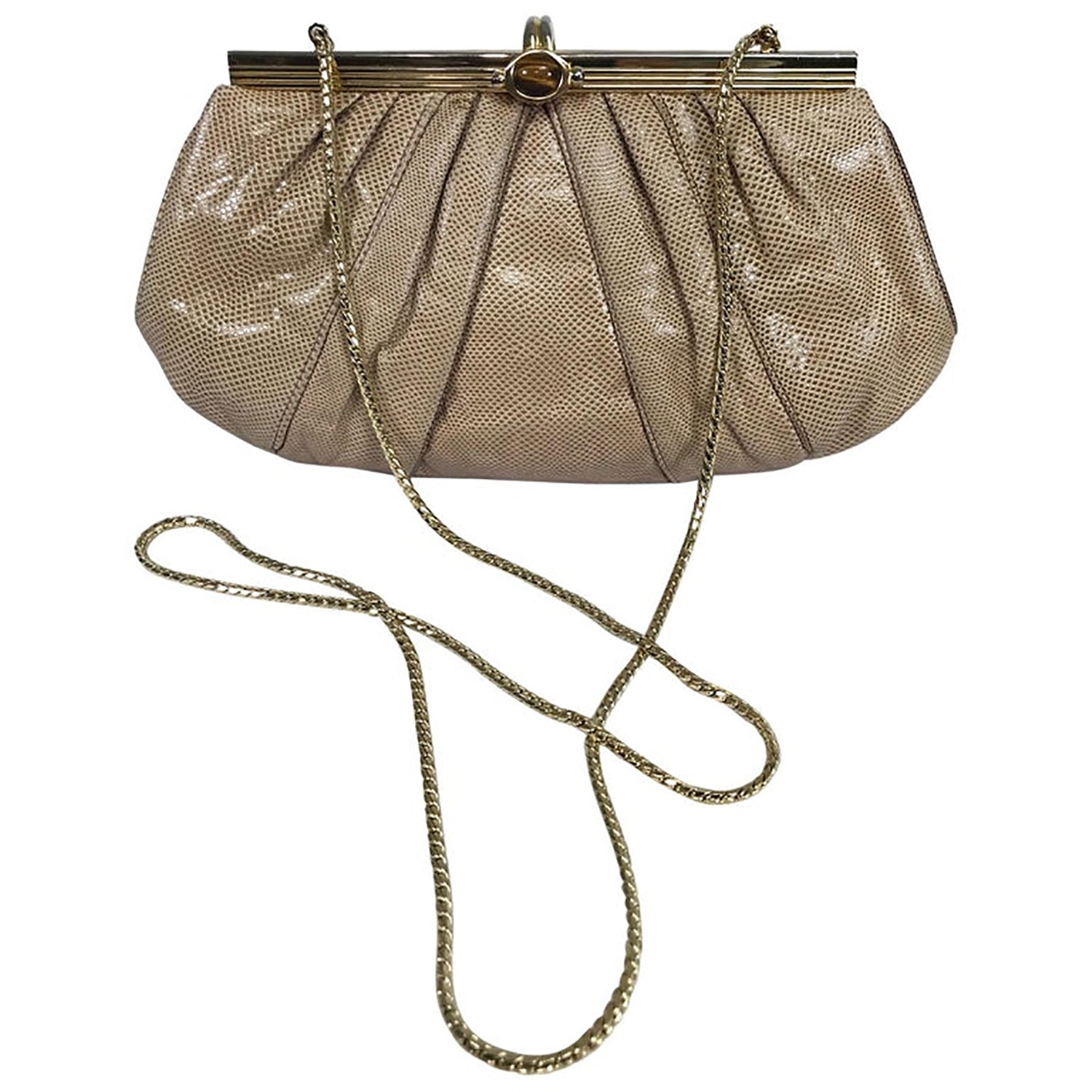 Judith Leiber Vintage Horn Lizard Leather Handbag Clutch Purse