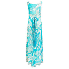 Emilio Pucci Aqua Print Silk Chiffon Maxi Dress