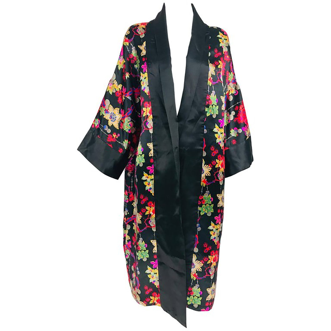 1920s Vintage Silk Kimono Robe Fantasy Floral Print