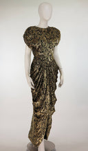 SOLD Lillie Rubin black and gold Lurex 40s inspired gown 1980s