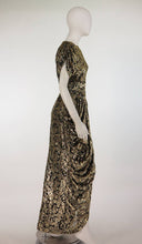 SOLD Lillie Rubin black and gold Lurex 40s inspired gown 1980s