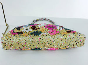 SOLD Candy Colour Confetti Glass Beaded Evening Bag 1950s