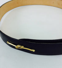SOLD Gucci black box calf leather belt with gold harness appliques 28